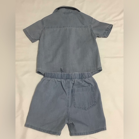 Miles the Label Baby Boy 2-piece Outfit Chambray Shirt and Shorts Size 12 Month - Picture 2 of 15